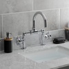 image:imageKingston Brass KS2170RX Belknap Industrial Style Wheel Handle Bridge Bathroom Faucet with PopUp Drain Matte BlackPolished Chrome