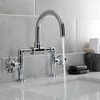 image:imageKingston Brass KS2170RX Belknap Industrial Style Wheel Handle Bridge Bathroom Faucet with PopUp Drain Matte BlackPolished Chrome