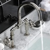 image:imageKingston Brass KS2170RX Belknap Industrial Style Wheel Handle Bridge Bathroom Faucet with PopUp Drain Matte BlackPolished Nickel