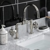 image:imageKingston Brass KS2170RX Belknap Industrial Style Wheel Handle Bridge Bathroom Faucet with PopUp Drain Matte BlackPolished Nickel