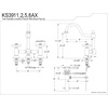 image:imageKingston Brass KS3915AX Restoration Widespread Lavatory Faucet with Metal Cross Handle Oil Rubbed BronzeBrushed Nickel