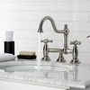 image:imageKingston Brass KS3915AX Restoration Widespread Lavatory Faucet with Metal Cross Handle Oil Rubbed BronzeBrushed Nickel