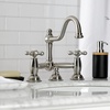 image:imageKingston Brass KS3915AX Restoration Widespread Lavatory Faucet with Metal Cross Handle Oil Rubbed BronzeBrushed Nickel
