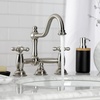 image:imageKingston Brass KS3915AX Restoration Widespread Lavatory Faucet with Metal Cross Handle Oil Rubbed BronzeBrushed Nickel