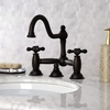 image:imageKingston Brass KS3915AX Restoration Widespread Lavatory Faucet with Metal Cross Handle Oil Rubbed BronzeOil Rubbed Bronze