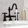 image:imageKingston Brass KS3915AX Restoration Widespread Lavatory Faucet with Metal Cross Handle Oil Rubbed BronzeOil Rubbed Bronze