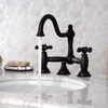 image:imageKingston Brass KS3915AX Restoration Widespread Lavatory Faucet with Metal Cross Handle Oil Rubbed BronzeOil Rubbed Bronze