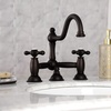 image:imageKingston Brass KS3915AX Restoration Widespread Lavatory Faucet with Metal Cross Handle Oil Rubbed BronzeOil Rubbed Bronze