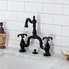 image:imageKingston Brass KS7973TX French Country Bridge Bathroom Faucet with Brass PopUp Antique BrassOil Rubbed Bronze