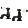 image:imageKingston Brass KS1108PL Heritage Classic Basin Faucet Porcelain Lever Handle Brushed NickelMatte Black
