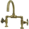 image:imageKingston Brass KS2170RX Belknap Industrial Style Wheel Handle Bridge Bathroom Faucet with PopUp Drain Matte BlackAntique Brass