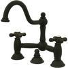image:imageKingston Brass KS3915AX Restoration Widespread Lavatory Faucet with Metal Cross Handle Oil Rubbed BronzeOil Rubbed Bronze