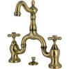 image:imageKingston Brass KS7973AX English Country Bridge Bathroom Faucet with Brass PopUp Antique Brass