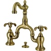 image:imageKingston Brass KS7973TX French Country Bridge Bathroom Faucet with Brass PopUp Antique BrassAntique Brass