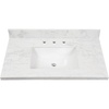 image:imageKingston Brass KVPB3722W38CR Ferrara 37 x 22 Quartz Vanity Top with Rectangular Sink 8 Faucet Drillings Quartz White
