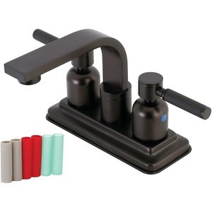 image:imageDoubleHandle 3Hole Deck Mount 4Inch Centerset Bathroom Faucet with PushUp PopUpOil Rubbed Bronze