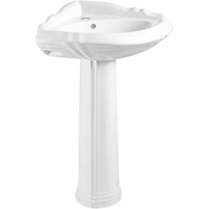 image:imageFauceture VPB2710 Venus 27 Ceramic Corner Pedestal Sink Single Hole Glossy White