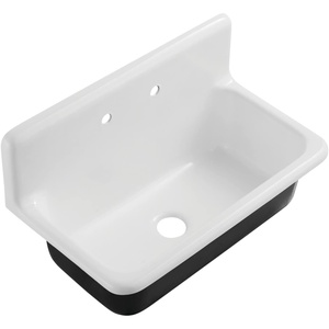 image:imageGourmetier GCKWS362011 Petra Galley 36 x 20 Cast Iron Wall Mount Kitchen Sink White