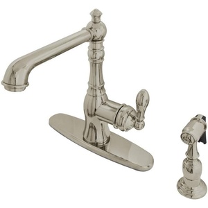 image:imageGourmetier GSY7208ACLBS American Classic SingleHandle Kitchen Faucet with Brass Sprayer Brushed NickelBrushed Nickel