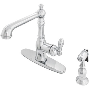 image:imageGourmetier GSY7208ACLBS American Classic SingleHandle Kitchen Faucet with Brass Sprayer Brushed NickelPolished Chrome