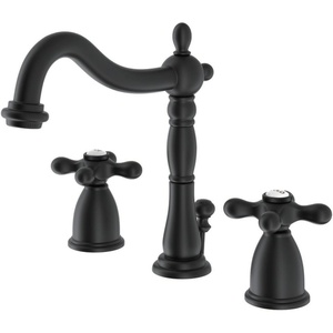 image:imageKingston Brass KB1972AX Heritage Widespread Lavatory Faucet Polished Brass 8Inch Adjustable CenterMatte Black