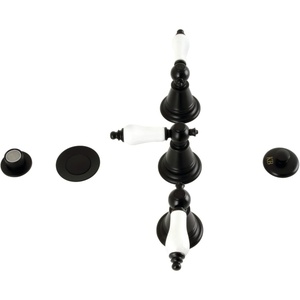 image:imageKingston Brass KB321PL Victorian ThreeHandle Bidet Faucet Polished ChromeMatte Black