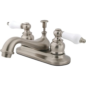 image:imageKingston Brass KB602B Teapot Faucet with Metal Cross Handle amp PopUp Polished Brass 4 InchBrushed Nickel