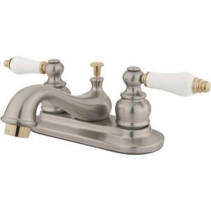 image:imageKingston Brass KB602B Teapot Faucet with Metal Cross Handle amp PopUp Polished Brass 4 InchBrushed NickelPolished Brass