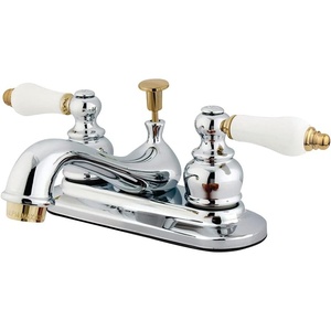 image:imageKingston Brass KB602B Teapot Faucet with Metal Cross Handle amp PopUp Polished Brass 4 InchPolished ChromePolished Brass