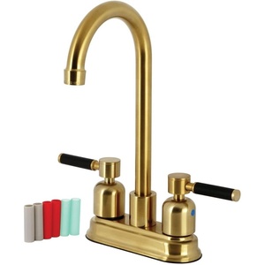 image:imageKingston Brass KB8497DKL Kaiser TwoHandle 2Hole Deck Mount Bar Faucet in Brushed BrassBrushed Brass
