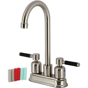 image:imageKingston Brass KB8497DKL Kaiser TwoHandle 2Hole Deck Mount Bar Faucet in Brushed BrassBrushed Nickel