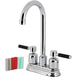 image:imageKingston Brass KB8497DKL Kaiser TwoHandle 2Hole Deck Mount Bar Faucet in Brushed BrassPolished Chrome