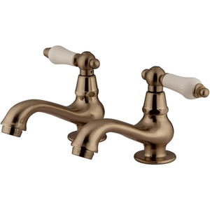 image:imageKingston Brass KS1108PL Heritage Classic Basin Faucet Porcelain Lever Handle Brushed NickelBrushed Nickel