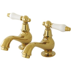 image:imageKingston Brass KS1108PL Heritage Classic Basin Faucet Porcelain Lever Handle Brushed NickelPolished Brass