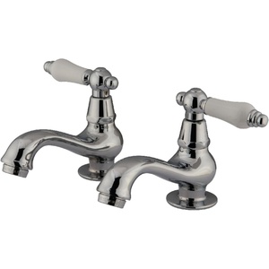 image:imageKingston Brass KS1108PL Heritage Classic Basin Faucet Porcelain Lever Handle Brushed NickelPolished Chrome