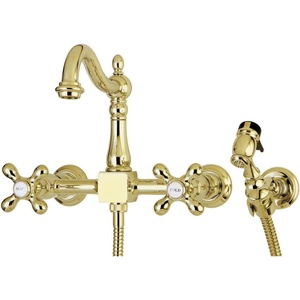 image:imageKingston Brass KS1268AXBS Heritage Wall Mount Kitchen Faucet Sprayer Brushed NickelPolished Brass