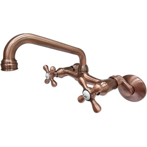 image:imageKingston Brass KS213PN Kingston Two Handle Wall Mount Kitchen Faucet Polished NickelAntique Copper