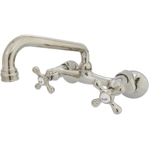 image:imageKingston Brass KS213PN Kingston Two Handle Wall Mount Kitchen Faucet Polished NickelPolished Nickel