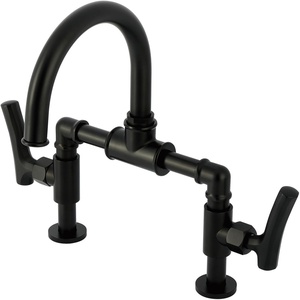 image:imageKingston Brass KS2176TKL Bridge Bathroom Faucet with Brass PopUp Polished NickelMatte Black