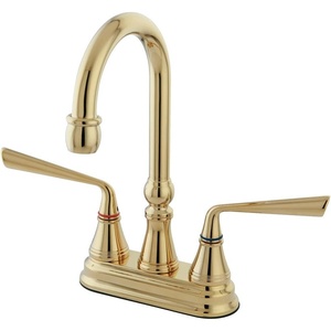 image:imageKingston Brass KS2492ZL Silver Sage TwoHandle 2Hole Deck Mount Bar Faucet in Polished BrassPolished Brass
