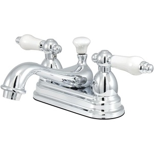 image:imageKingston Brass KS3602PL Restoration 4Inch Centerset Lavatory Faucet with Porcelain Lever Handle Polished BrassBrushed Brass