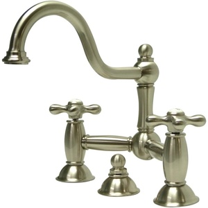 image:imageKingston Brass KS3915AX Restoration Widespread Lavatory Faucet with Metal Cross Handle Oil Rubbed BronzeBrushed Nickel