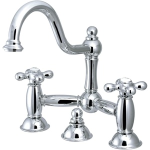 image:imageKingston Brass KS3915AX Restoration Widespread Lavatory Faucet with Metal Cross Handle Oil Rubbed BronzePolished Chrome