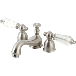 image:imageKingston Brass KS3958WLL Mini Widespread Lavatory Faucet With Crystal Lever Handle 412 in Spout Reach Brushed NickelBrushed Nickel