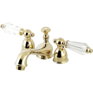 image:imageKingston Brass KS3958WLL Mini Widespread Lavatory Faucet With Crystal Lever Handle 412 in Spout Reach Brushed NickelPolished Brass