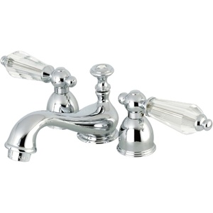 image:imageKingston Brass KS3958WLL Mini Widespread Lavatory Faucet With Crystal Lever Handle 412 in Spout Reach Brushed NickelPolished Chrome