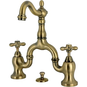 image:imageKingston Brass KS7973AX English Country Bridge Bathroom Faucet with Brass PopUp Antique Brass