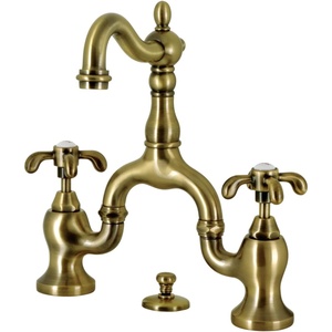 image:imageKingston Brass KS7973TX French Country Bridge Bathroom Faucet with Brass PopUp Antique BrassAntique Brass
