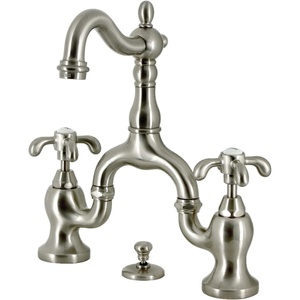 image:imageKingston Brass KS7973TX French Country Bridge Bathroom Faucet with Brass PopUp Antique BrassBrushed Nickel