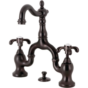 image:imageKingston Brass KS7973TX French Country Bridge Bathroom Faucet with Brass PopUp Antique BrassOil Rubbed Bronze